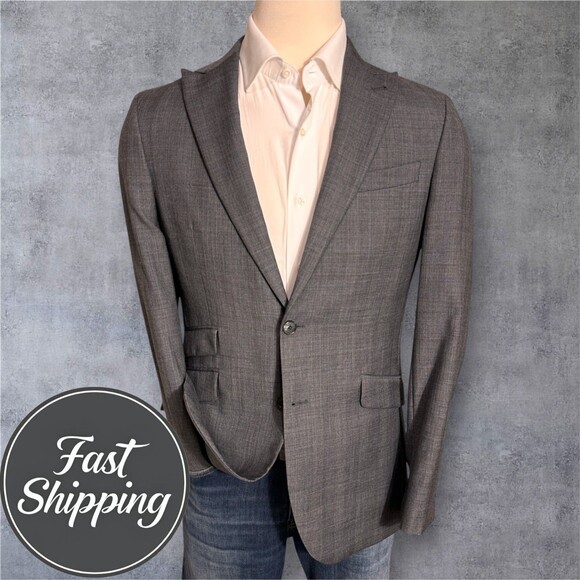 JOE JOSEPH ABBOUD Mens Blazer 40R Sport Coat 2 Button Jacket Gray Wool Suits - Picture 1 of 13